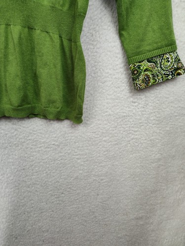 Kim Rogers Women Sweater Large Petite Green Cotton B Knit 3/4 Sleeve Button Up - Picture 14 of 16