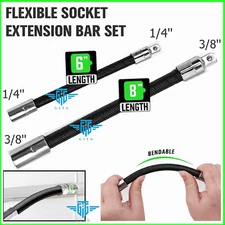 2pc FLEXIBLE EXTENSION 8" x 3/8" & 6" x 1/4" Socket Bar Ratchet Drive Long Flex