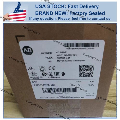 Werkseitig versiegelt Allen-Bradley 22B-D4P0N104 PowerFlex 40 AC Antrieb