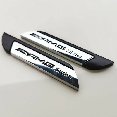 2er Set Mercedes AMG Edition Emblem Kotflügel Badge Schriftzug schwarz chrom