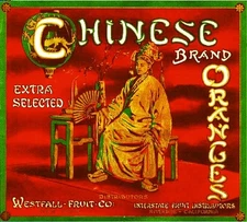 Riverside Chinese Man #2 Orange Citrus Fruit Crate Label Art Print
