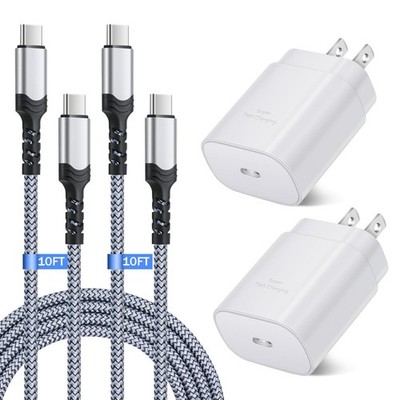 USB C Charger Block, 25W Super Fast Charger Type C Charging Block with 10FT U...