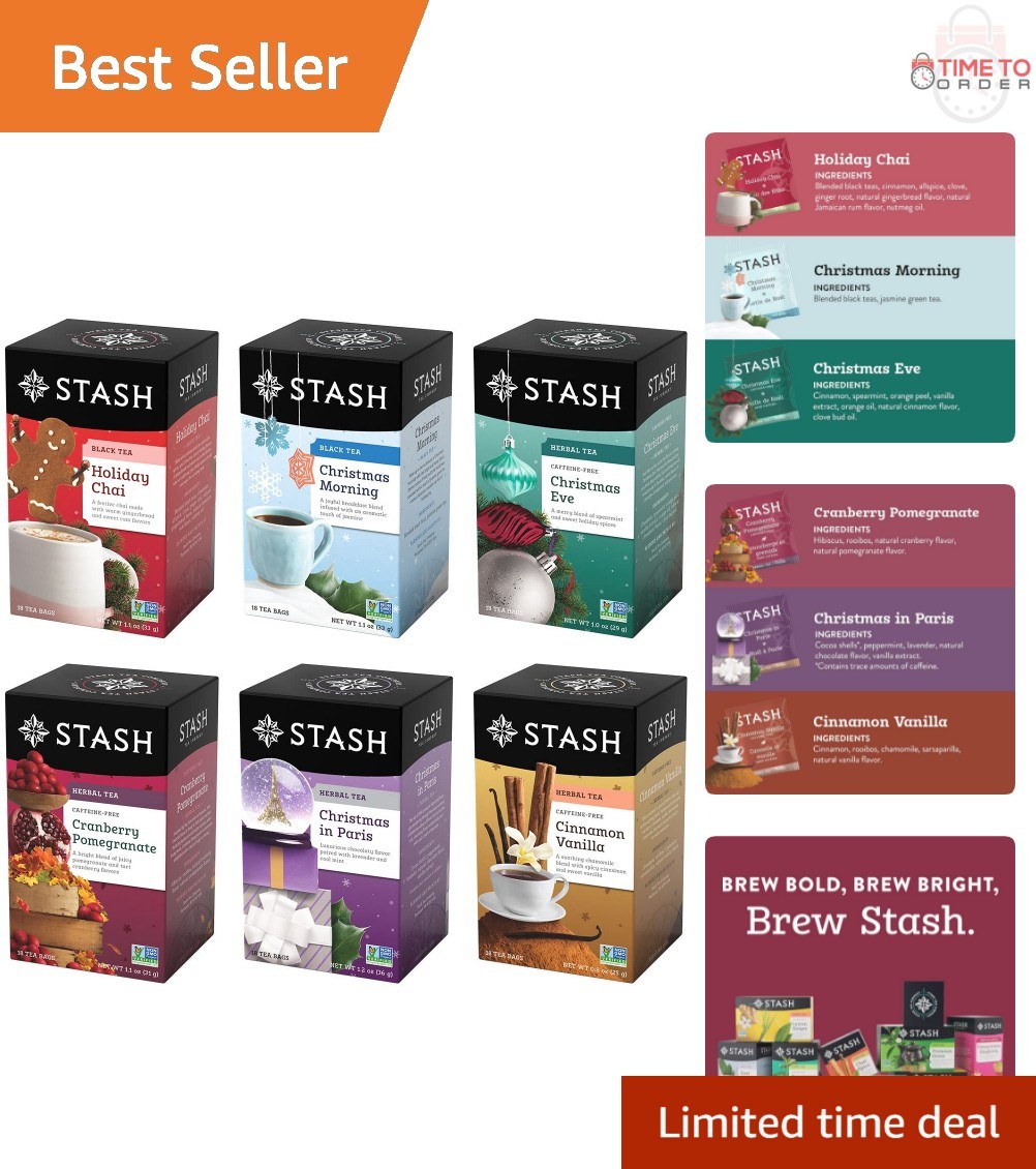 Holidays Are Here Variety Pack  Caffeinated Herbal Holiday Tea Assortment