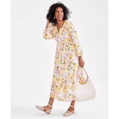 Style & Co Dress Womens Large Yellow Floral Maxi Cottagecore Linen Blend 194145095752| eBay Style & Co Dress Womens Large Yellow Floral Maxi Cottagecore Linen Blend 194145095752| eBay
