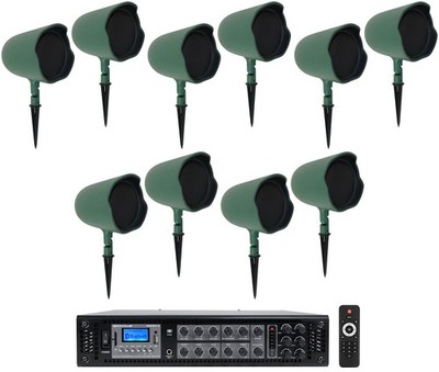 (10) JBL GSF6-GN 6.5'' Landscape Ground Stake/Wall 70v Commercial Speakers+Amp