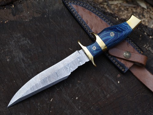 Custom Hand Made 12" Jagdmesser Damastklinge Bowiemesser mit Scheide _BL-3049