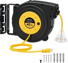 Retractable Extension Cord Reel 45 FT Heavy Duty Power Cord 12AWG/3C SJTOW 3