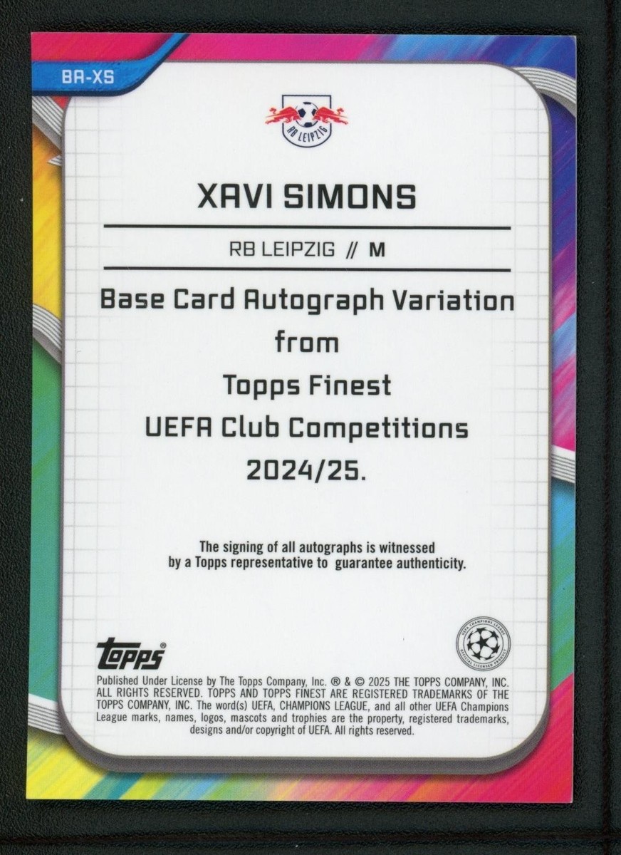 2025 XAVI SIMONS 096/150 AUTO TOPPS FINEST UEFA CHAMPIONS LEAGUE