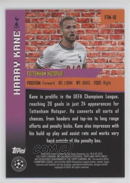 2022-23 Finest UEFA Club Competitions The Man Purple Refractor /299 Harry Kane - Image 2 of 2