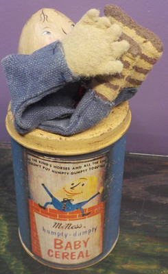 Folk Art Whimsical Humpty Dumpty Baby Cereal Decor Tizzy Tin.