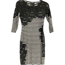 Joseph Ribkoff Black and White Bodycon Lace Detail Size 10 3/4 