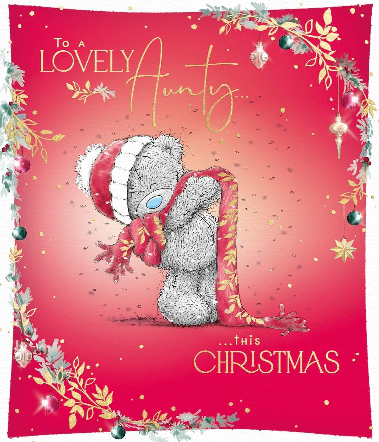 Me To You Bear Wearing Scarf Aunty Christmas Card - Red - Image 2
