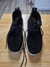 Clarks Origin Womens Wallabee Black Suede Moc Toe Chukka Xtralite,laceup