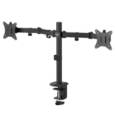 H&A Heavy Duty Steel Fully Adjustable Dual Monitor Desk Mount Stand, Black