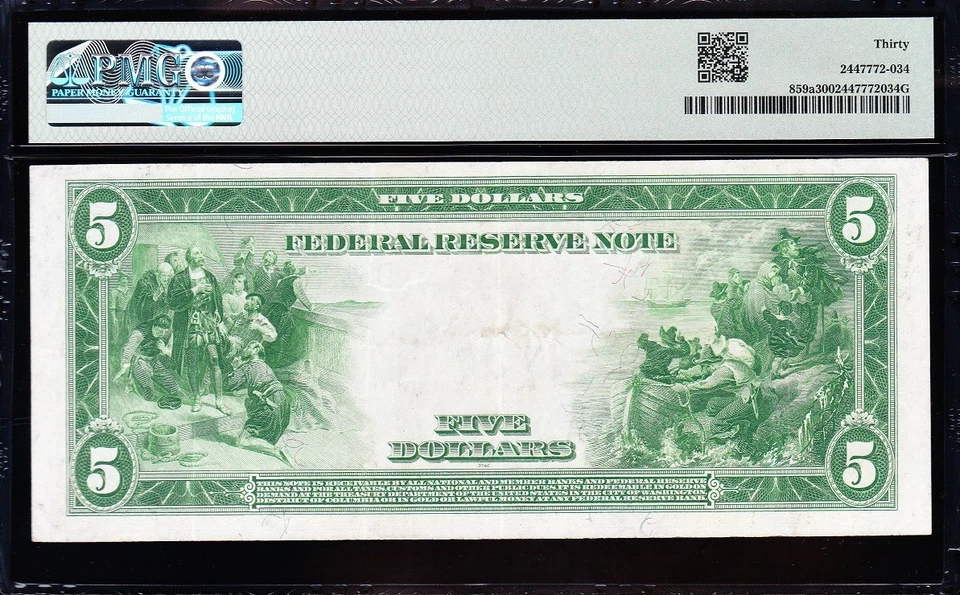 AWESOME Crisp Choice VF++ 1914 $5 CLEVELAND FRN Note! PMG 30! FREE SHIP! 61634A - Image 3 of 3