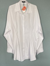 Cider Classic White Button Up Women’s 4XL Office Tailored Stretch 