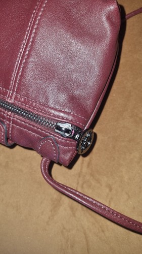 Longchamp Le Pliage Leather Shoulder Bag Crossbody Bordeaux Handbag Small - Picture 10 of 19