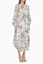 Zimmermann Ninety-six Linear Floral Ruffle Maxi Dress Size 1 AU10 US6 As New