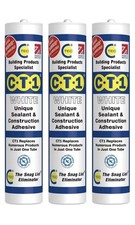 3 x CT1 Silicone Sealant and Construction Adhesive White 290ml