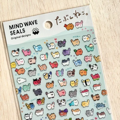 JAPANESE Kawaii Cute Cat Mini Stickers Cartoon Journal Planner Mind Wave Made in Japan