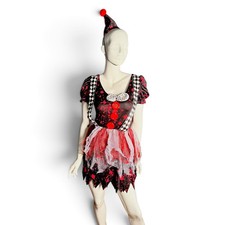 Hauntlook Bloody Clown Costume Womens Medium Black Red Splatter Tutu Dress Hat