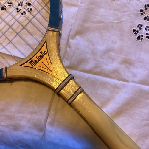 Vintage New Old Stock Majestic Wooden Tennis Racket - Picture 3 of 9