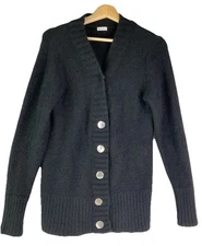 Paraphrase Black Angora Blend Button Up Cardigan Minimalist Quiet Luxury M