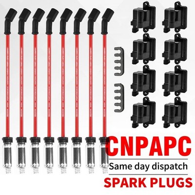 8 Pack Square Ignition Coil and Spark Wire For Chevy GMC 4.8L 5.3 6.0L 8.1L