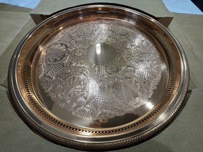 Vintage 18  Round Solid Copper Tray By Copper Craft Guild Brand New In Box