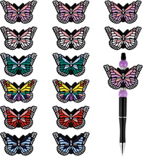 , 14 Pack Silicone Butterfly Focal Beads for Beadable Pens Bulk Colorful Rubber