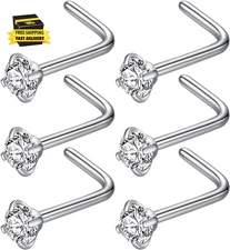 316L Surgical Steel 22G/20G/18G Nose Rings Studs L-Shape Nose Nostrial Piercing