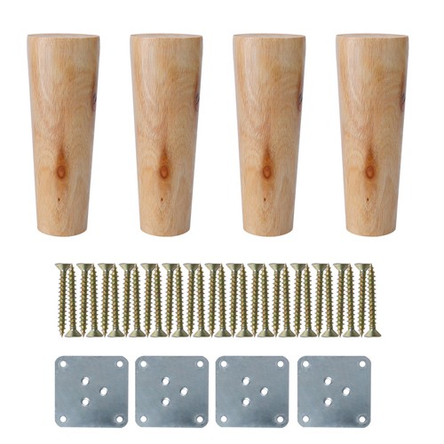 6" Round Solid Wood Furniture Legs Chair Table Cabinet Feet Replacement Set of 4 - Picture 1 of 7