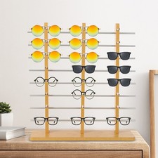 Multi-Layers Wood Sunglass Display Rack Eyeglasses Show Stand 24 Pairs of Glasse