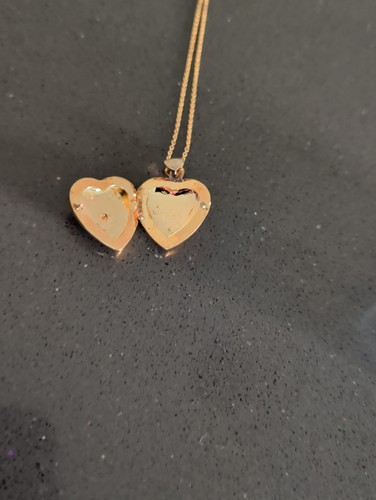 RSE Sterling Silver Gold Vermeil Diamond Heart Photo Locket Necklace 18.5” Q117 - Afbeelding 6 van 10
