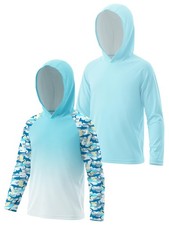 2 Packs Boys Rash Guard Hooded Shirt UPF 50 Long Sleeve Kids Swim Fishing Sh...