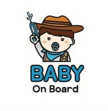 Baby On Board Cowboy Decal - 5.9"x4.29" - Safety Sign for Vehicle Window