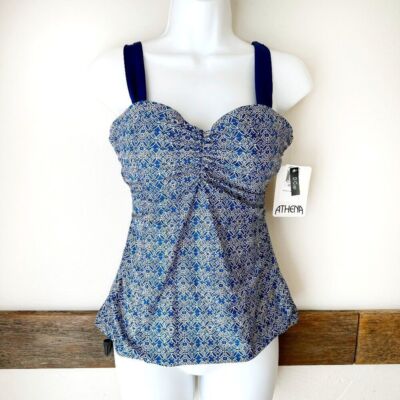 NWT Athena Swim Cami Top Bathing Suit Blue Mandala NEW 32D