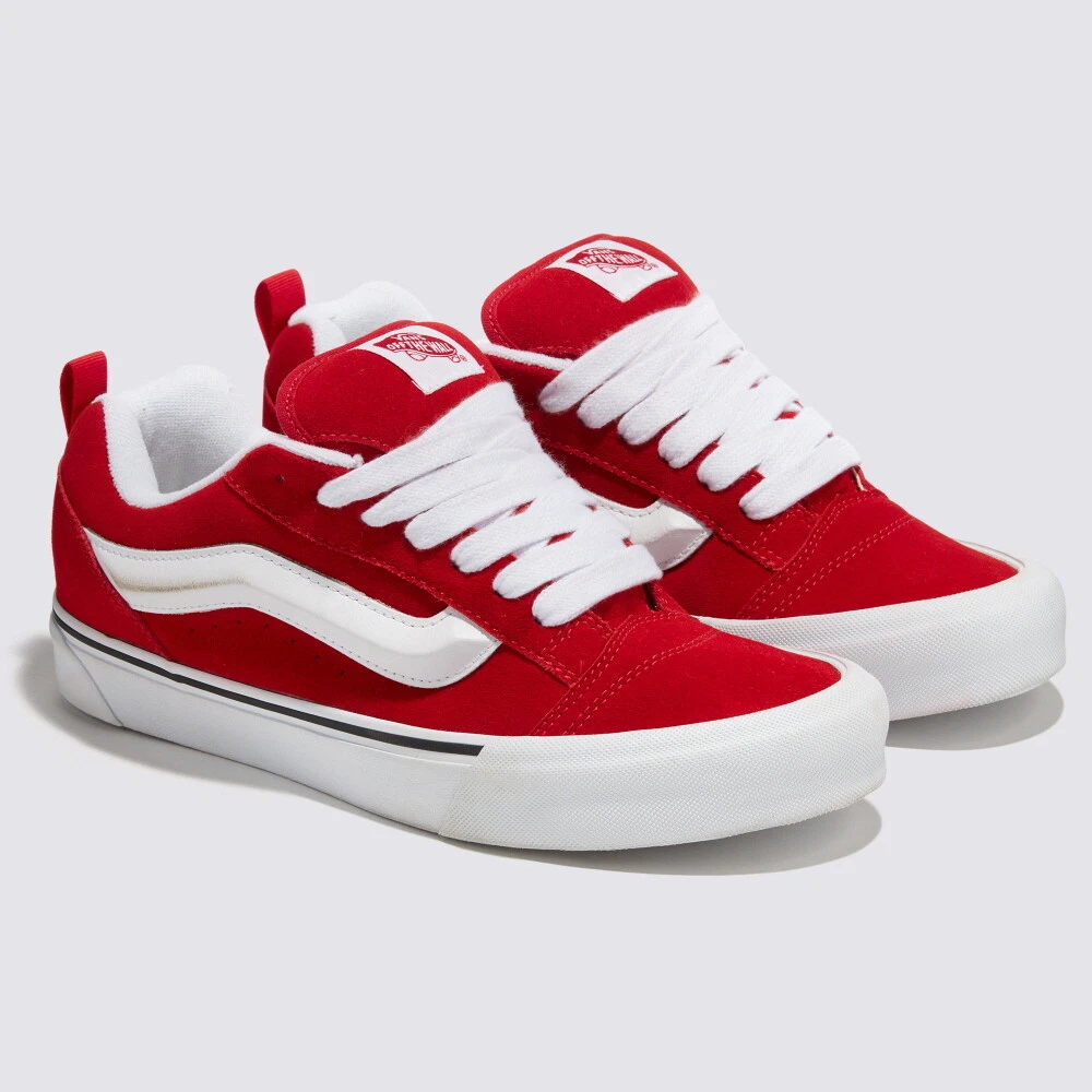 Vans Knu Skool Skate Sneakers Shoes Racing Red/True White VN0009QCJV6 US  4-13