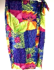 Vtg Wrap Around Swim Cover Up Skirt SeaSuns USA SZ small tropical