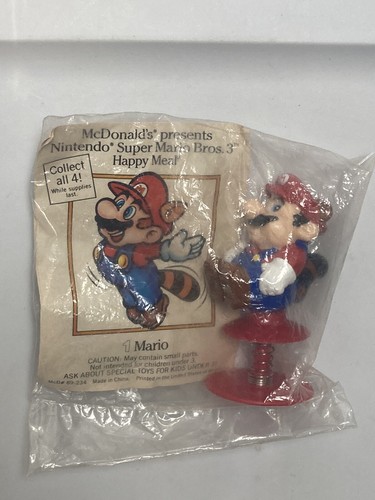 Vintage Super Mario Bros. 1989 Nintendo Raccoon Tail Popper Toy Figure SEALED