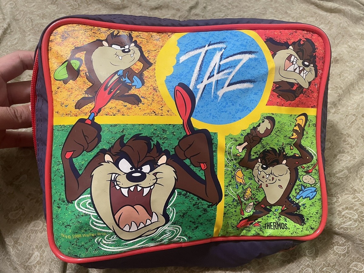 Vintage ‘90s Tasmanian Devil Backpack Zip Pouch Purple Green Looney Tunes Looney Tunes Backpack In Collectible Looney Tunes Items for  main image 3