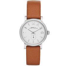 Marc Jacobs 302564 Baker White Dial Brown Leather Strap Watch Women - MBM1270