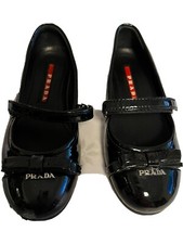 Prada Mary Jane Ballerina girls Black Round Toe designer shoes