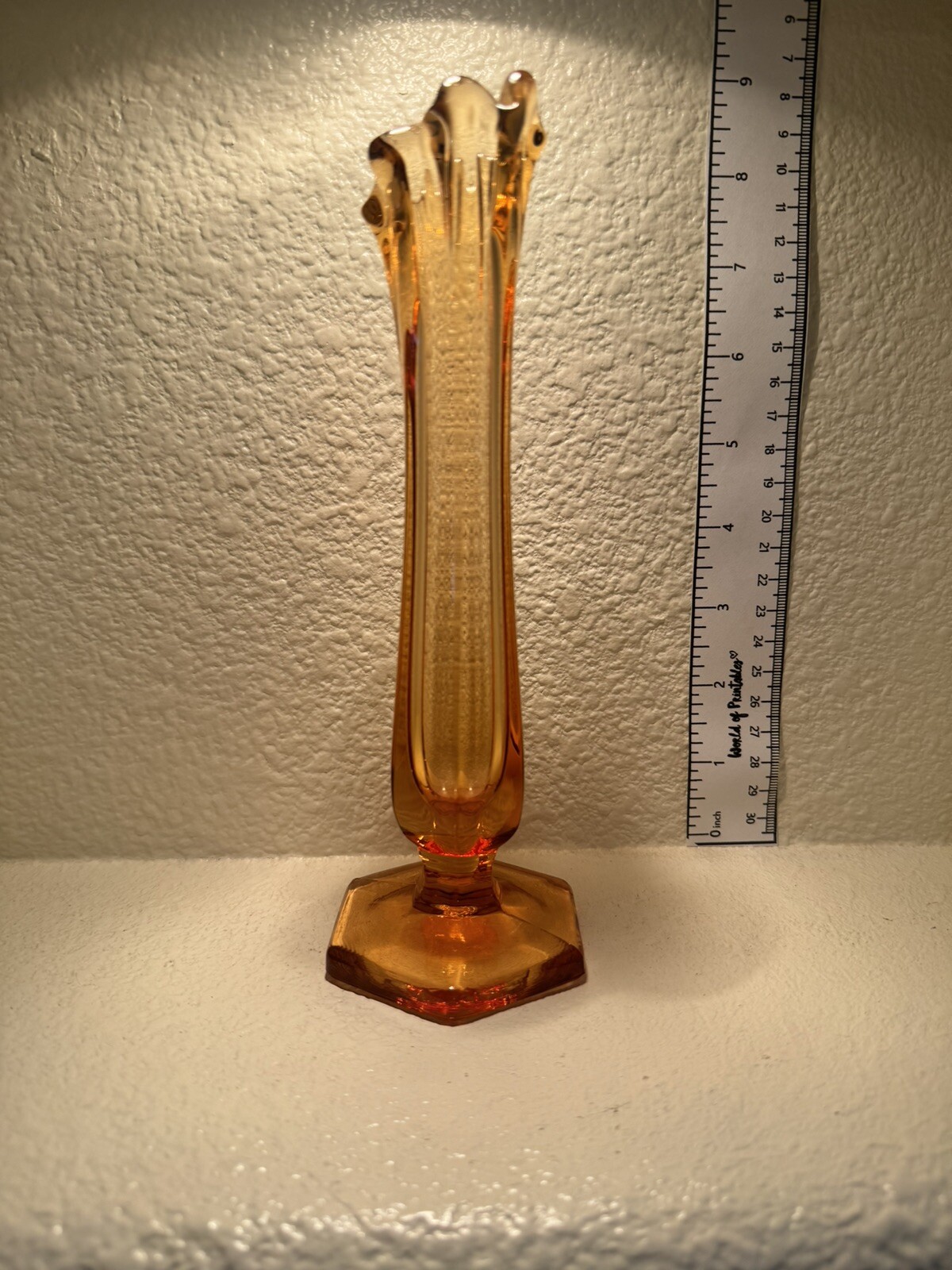 Vintage Westmoreland Amber Swung Glass Footed Bud Vase