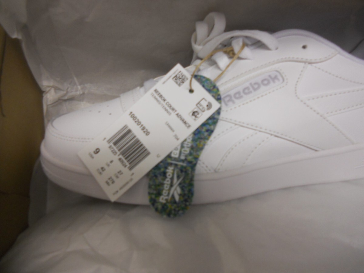 New W/ Tags Reebok Court Advance Mens Sneakers Size 13 All White No Box Reebok Court Advance Galaxy Shoes Ivory Cream Green Casual  main image 4