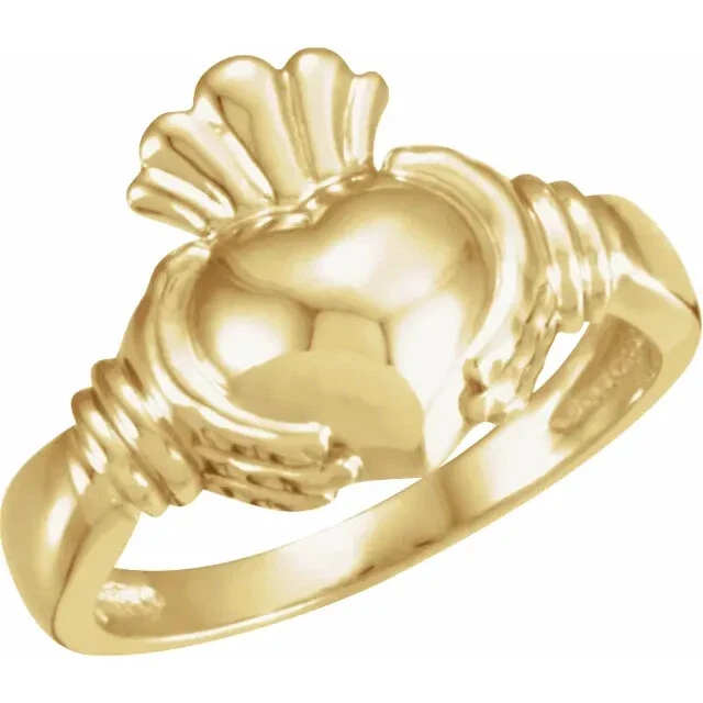 Claddagh Ring In 14K Yellow Gold eBay