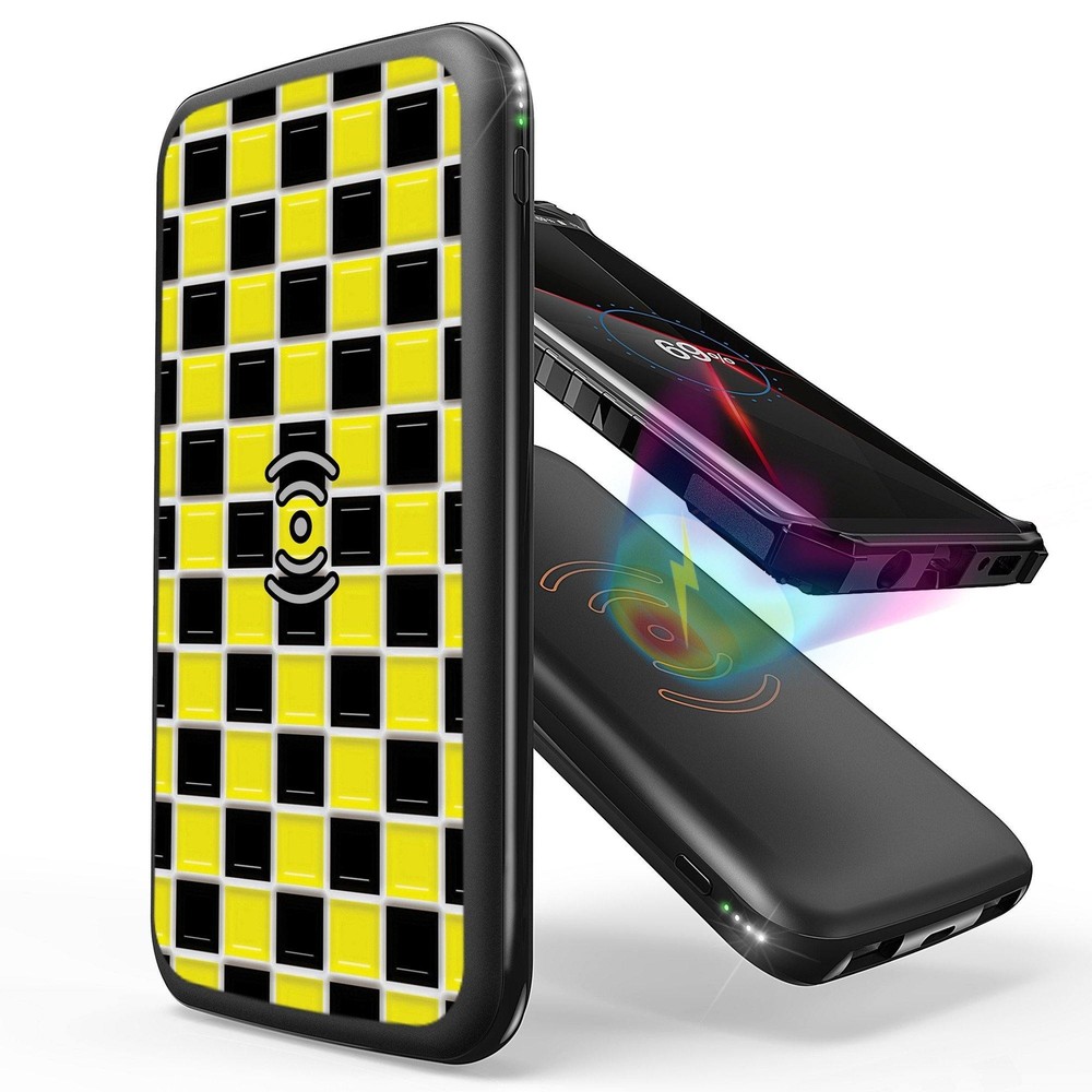 10,000mAh Black Power Bank with Wireless Charging