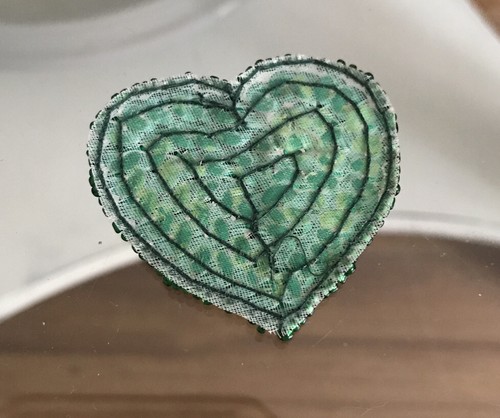 GREEN SEQUIN HEART Sew On Patch 1 3/4” Love Envy - Picture 2 of 3
