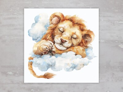 Nursery Sleeping Baby Lion Fabric Panel Craft Sewing Quilt Block A29