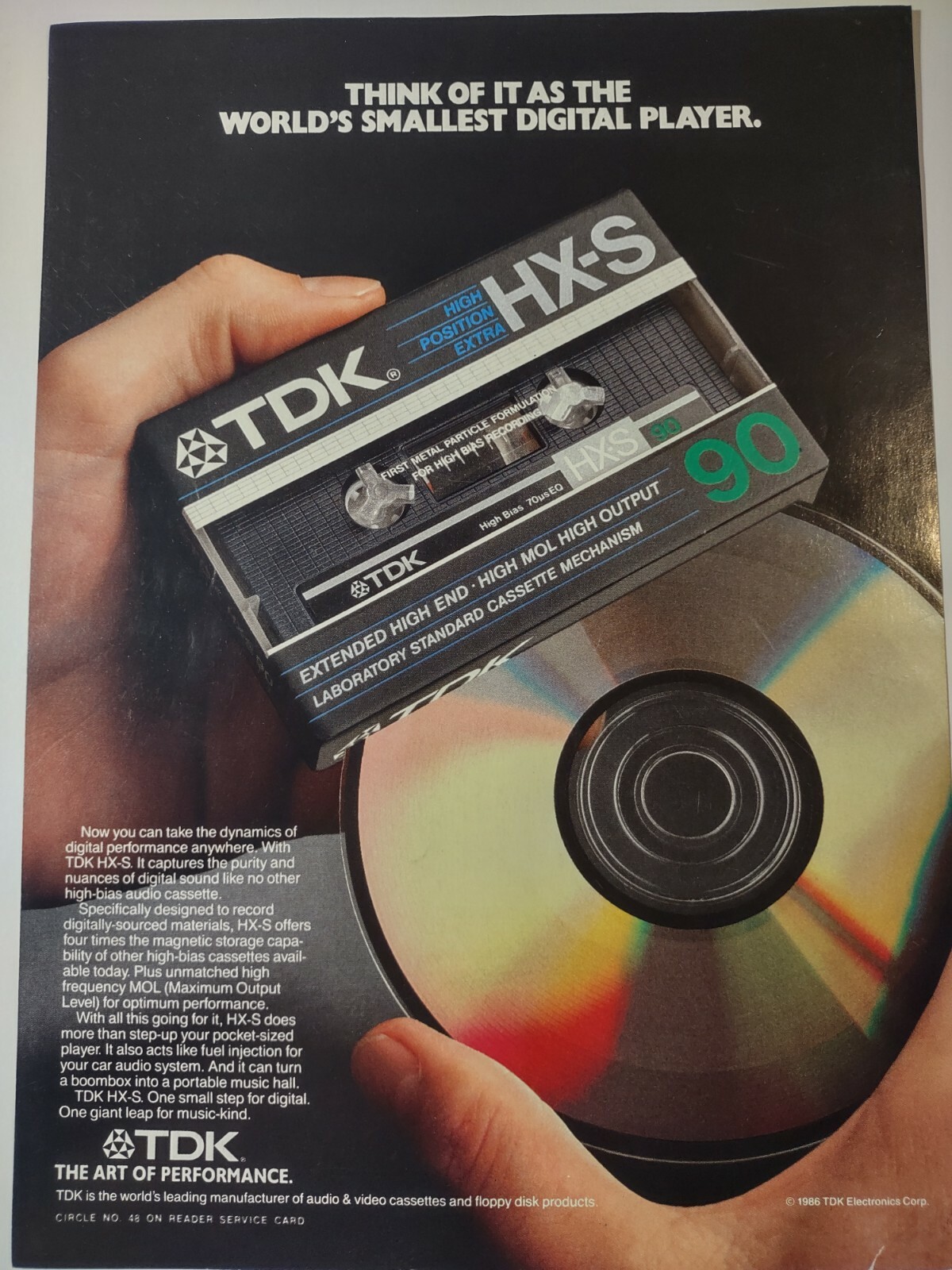 TDK HXS High Bias Cassette Vintage Digital Player Ad Retro Design